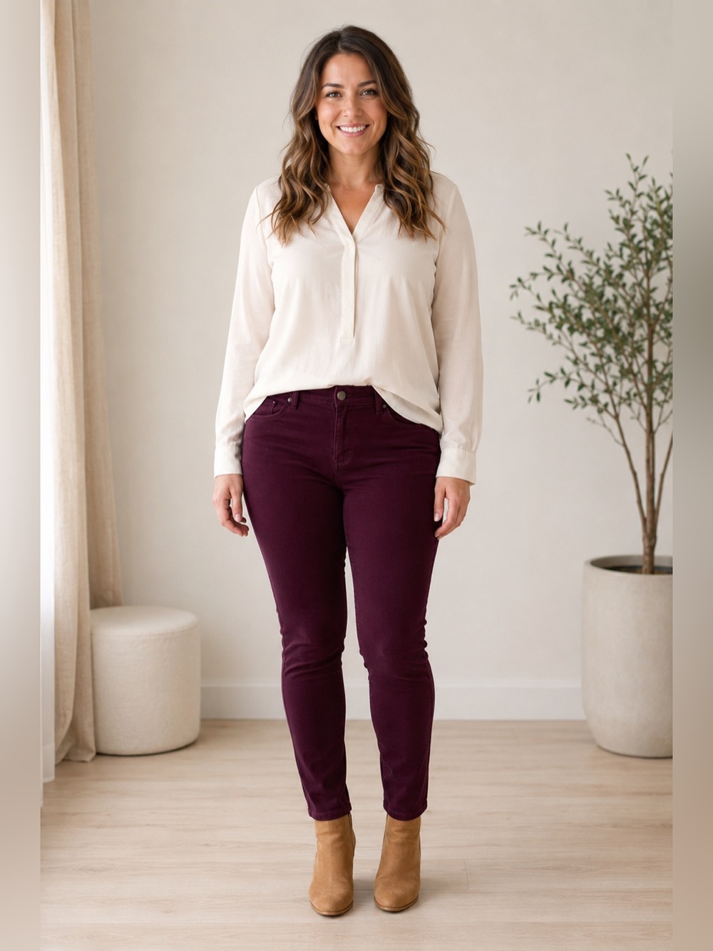OLD NAVY ROCKSTAR MID-RISE WOMENS BURGUNDY COLOR JEANS SIZE 14 REGULAR